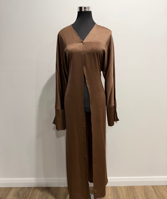 Lace Open Abaya - MOCHA